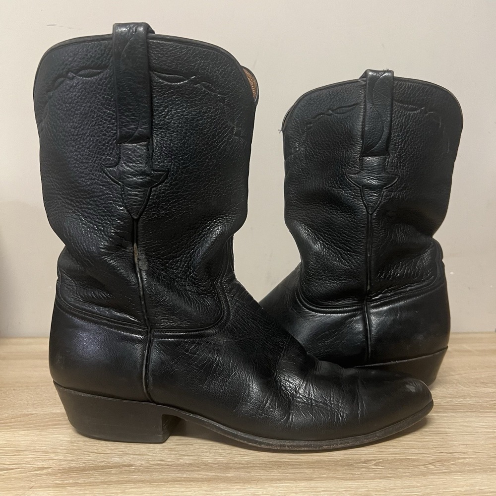 Lucchese Tanner Roper Boots Size 8.5 D Black C7989 25497